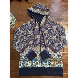 Johnny Was Betzy High Low Patterned Boho Pullover Festival Hoodie Size Small